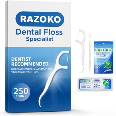 RAZOKO Bâtons de pics dentaires à traction haute, choix de nettoyage professionnel, recharge de ailettes disposables non flavored (250 pièces) RAZOKO Bâtons de pics dentaires à traction haute, choix de nettoyage professionnel, recharge de ailettes disposables non flavored (250 pièces)