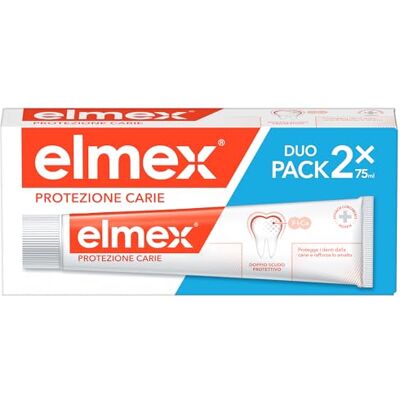 ELMEX Dentifrice anti-caries, protection avancée, 2 x 75 ml Format pratique, protection supérieure contre les caries, avec formule avancée pour protéger les dents et l'émail ELMEX Dentifrice anti-caries, protection avancée, 2 x 75 ml Format pratique, protection supérieure contre les caries, avec formule avancée pour protéger les dents et l'émail