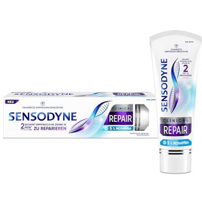 Sensodyne Clinical Repair Dentifrice pour dents sensibles avec 5% NovaMin pour un soulagement longue durée 75 ml Sensodyne Clinical Repair Dentifrice pour dents sensibles avec 5% NovaMin pour un soulagement longue durée 75 ml