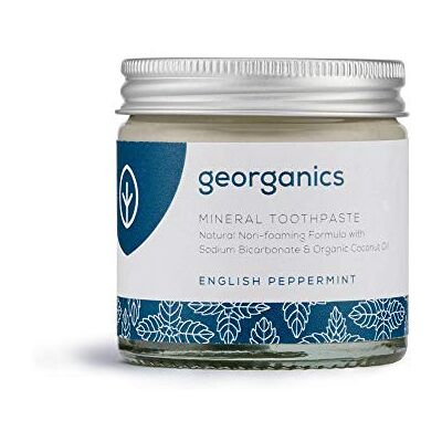 Georganics Dentifrice minéral – Sans fluorure, SLS et glycérine – Dentifrice naturel non moussant à la menthe poivrée à l'huile de noix de coco vierge – Certifié Cosmos Bio, végétalien et sans cruauté Georganics Dentifrice minéral – Sans fluorure, SLS et glycérine – Dentifrice naturel non moussant à la menthe poivrée à l'huile de noix de coco vierge – Certifié Cosmos Bio, végétalien et sans cruauté