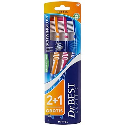 Dr.Best Brosse à dents à tête oscillante moyenne (lot de 3) Dr.Best Brosse à dents à tête oscillante moyenne (lot de 3)