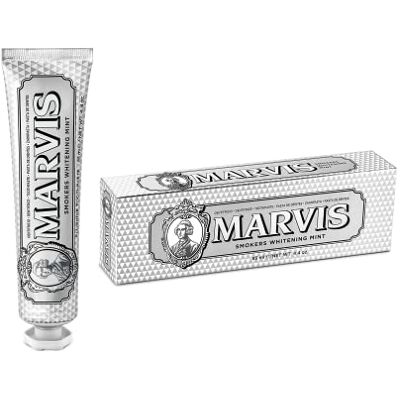 Marvis Dentifrice blanchissant pour fumeurs, Menthe, 85 ml, Favorise le blanchiment naturel des dents, Dentifrice anti-plaque & fraîcheur longue durée Marvis Dentifrice blanchissant pour fumeurs, Menthe, 85 ml, Favorise le blanchiment naturel des dents, Dentifrice anti-plaque & fraîcheur longue durée