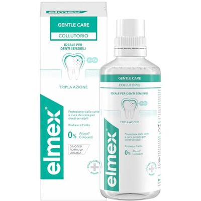 ELMEX Bain de bouche Sensitive 400 ml I Protection supplémentaire contre les dents sensibles et les caries radiculaires I avec fluorure aminé avec triple action 0% alcool ELMEX Bain de bouche Sensitive 400 ml I Protection supplémentaire contre les dents sensibles et les caries radiculaires I avec fluorure aminé avec triple action 0% alcool