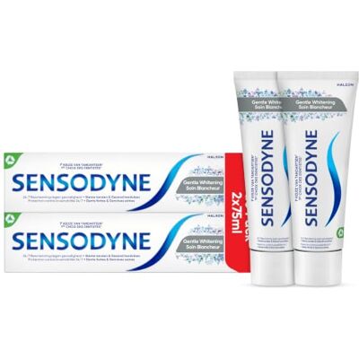 Sensodyne Dentifrice Gentle Whitening, Protéction Complete 24h Contre la Sensibilité Dentaire avec une Action Blancheur, Lot de 2x75ml Sensodyne Dentifrice Gentle Whitening, Protéction Complete 24h Contre la Sensibilité Dentaire avec une Action Blancheur, Lot de 2x75ml