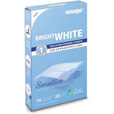 Onuge Bright White Teeth Whitening Strips Sensitive Bandes blanchissantes pour un blanchiment doux des dents Sans peroxyde (pour dents sensibles / 28 bandes / 14 jours) Onuge Bright White Teeth Whitening Strips Sensitive Bandes blanchissantes pour un blanchiment doux des dents Sans peroxyde (pour dents sensibles / 28 bandes / 14 jours)