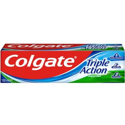 Colgate Triple Action 100Ml Mint Flavour Toothpaste Santé et soins personnels Colgate Triple Action 100Ml Mint Flavour Toothpaste Santé et soins personnels