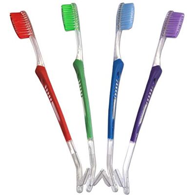 Dental Aesthetics Lot de 4 brosses à dents orthodontiques à double extrémité avec brosse interdentaire Dental Aesthetics Lot de 4 brosses à dents orthodontiques à double extrémité avec brosse interdentaire