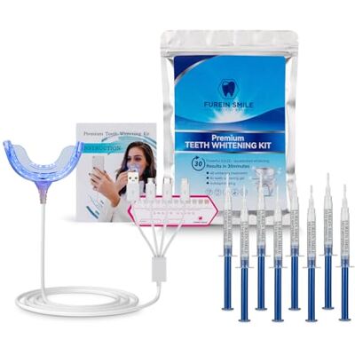 FUREIN SMILE Kit de blanchiment des dents professionnel 32 LED 8 recharges de gel blanchissant les dents pour enlever les taches de dents Dents plus blanches en seulement 16 minutes FUREIN SMILE Kit de blanchiment des dents professionnel 32 LED 8 recharges de gel blanchissant les dents pour enlever les taches de dents Dents plus blanches en seulement 16 minutes