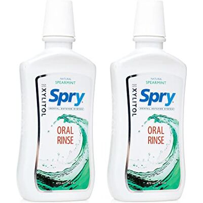 Spry Bain de Bouche Naturel au Xylitol, Sans Fluor avec Soutien de l’Émail – Rince-Bouche Doux Sans Alcool, Non-OGM, Spearmint 16 fl oz (Pack of 2) Spry Bain de Bouche Naturel au Xylitol, Sans Fluor avec Soutien de l’Émail – Rince-Bouche Doux Sans Alcool, Non-OGM, Spearmint 16 fl oz (Pack of 2)