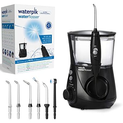 Waterpik Hydropulseur Ultra Professional, Jet Dentaire avec 7 Embouts et 10 Niveaux de Pression, Élimine la Plaque, Noir (WP-662EU) Waterpik Hydropulseur Ultra Professional, Jet Dentaire avec 7 Embouts et 10 Niveaux de Pression, Élimine la Plaque, Noir (WP-662EU)