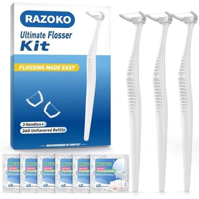 RAZOKO Kit de fil dentaire (3 poignées et 360 recharges) RAZOKO Kit de fil dentaire (3 poignées et 360 recharges)