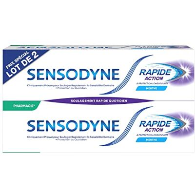 Sensodyne Dentifrice Rapide Action Menthe Soulagement Rapide & Protection Longue Durée Contre la Sensibilité Dentaire Lot de 2 x 75 ml Sensodyne Dentifrice Rapide Action Menthe Soulagement Rapide & Protection Longue Durée Contre la Sensibilité Dentaire Lot de 2 x 75 ml
