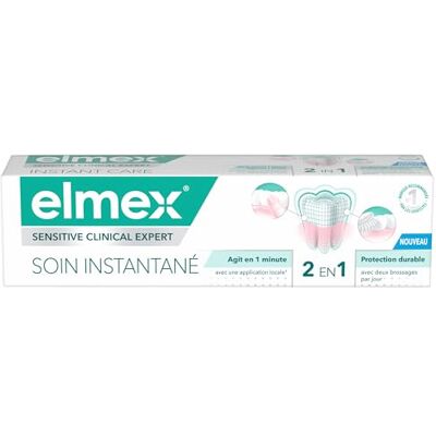 ELMEX Dentifrice Sensitive Soin Instantané au fluorure – protection durable pour les dents sensibles – agit en seulement 1 minute¹ – cliniquement prouvée – tube de 75 ml ELMEX Dentifrice Sensitive Soin Instantané au fluorure – protection durable pour les dents sensibles – agit en seulement 1 minute¹ – cliniquement prouvée – tube de 75 ml