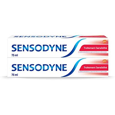 Sensodyne Dentifrice Traitement Sensibilité, Pour Protéger les Dents Sensibles, Protection Sensibilité Dentaire 24h, Lot de 2x75 ml Sensodyne Dentifrice Traitement Sensibilité, Pour Protéger les Dents Sensibles, Protection Sensibilité Dentaire 24h, Lot de 2x75 ml