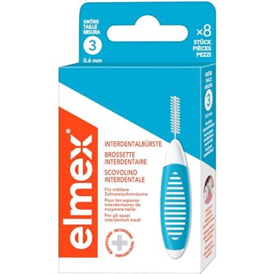 ELMEX Lot de 8 brossettes interdentaires Bleu ISO Taille 3 0,6 mm ELMEX Lot de 8 brossettes interdentaires Bleu ISO Taille 3 0,6 mm