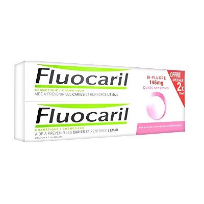 Fluocaril Pâte Dentifrice Dents Sensibles Bi-Fluoré Lot de 2 x 75 ml, Sans saveur Fluocaril Pâte Dentifrice Dents Sensibles Bi-Fluoré Lot de 2 x 75 ml, Sans saveur