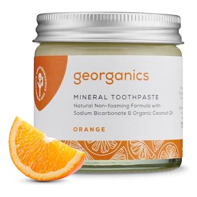 Georganics Dentifrice minéral – Sans fluorure, SLS et glycérine – Dentifrice naturel non moussant à l'huile de noix de coco vierge – Certifié Cosmos Bio, végétalien et sans cruauté envers les animaux Georganics Dentifrice minéral – Sans fluorure, SLS et glycérine – Dentifrice naturel non moussant à l'huile de noix de coco vierge – Certifié Cosmos Bio, végétalien et sans cruauté envers les animaux