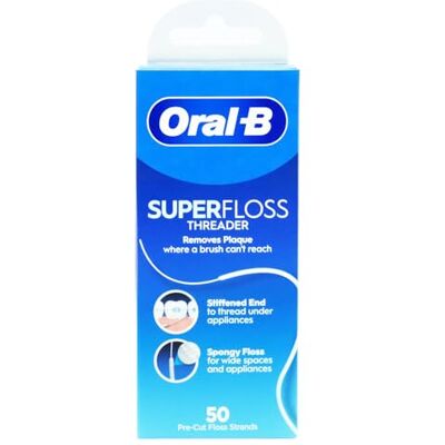 Oral-B SuperFloss Fil dentaire 50 fils goût menthe Oral-B SuperFloss Fil dentaire 50 fils goût menthe