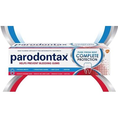 Parodontax Complete Protection Extra Fresh, Dentifrice Quotidien avec Fluor, 8 avantages spécialement conçus pour les gencives plus saines et les dents plus fortes, paquet de 4 x 75 ml Parodontax Complete Protection Extra Fresh, Dentifrice Quotidien avec Fluor, 8 avantages spécialement conçus pour les gencives plus saines et les dents plus fortes, paquet de 4 x 75 ml