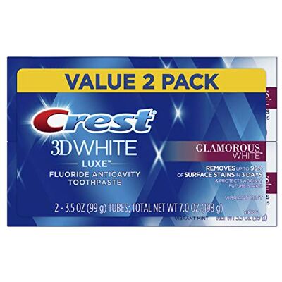 Crest Twin Pack 3D White Luxe Glamorous White Toothpaste, 3.5 Ounce each, 2 Pack Crest Twin Pack 3D White Luxe Glamorous White Toothpaste, 3.5 Ounce each, 2 Pack