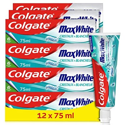 Colgate Dentifrice Max White Cristaux Blancheur Tube Recyclable Lot de 12 Tubes de 75mL Colgate Dentifrice Max White Cristaux Blancheur Tube Recyclable Lot de 12 Tubes de 75mL