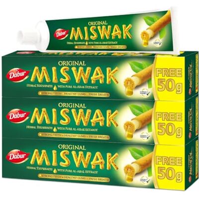 Dabur Miswak Dentifrice 120 g + (50 g gratuit) Lot de 6 Dabur Miswak Dentifrice 120 g + (50 g gratuit) Lot de 6