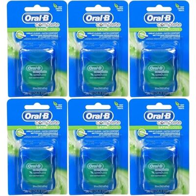 Oral-B Lot de 6 fils dentaires satinés Menthe 50 m Oral-B Lot de 6 fils dentaires satinés Menthe 50 m