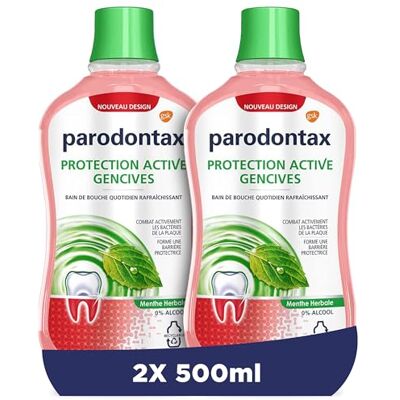 Parodontax Bain de Bouche Menthe Herbale, pour les Dents Sensibles, Élimine la Plaque Dentaire, sans Alcool, 2 x 500 ml Parodontax Bain de Bouche Menthe Herbale, pour les Dents Sensibles, Élimine la Plaque Dentaire, sans Alcool, 2 x 500 ml