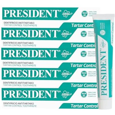 President KIT 5 DENTIFRICE ANTI TARTARAIRE Contraste la formation de plaque et de caries. Haleine fraîche. RDA 60. 5 x 75 ml President KIT 5 DENTIFRICE ANTI TARTARAIRE Contraste la formation de plaque et de caries. Haleine fraîche. RDA 60. 5 x 75 ml