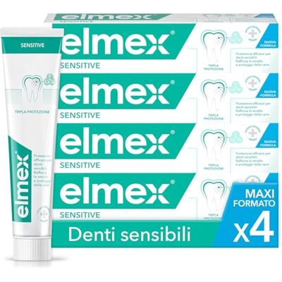 ELMEX Dentifrice Sensitive Original 0% Colorants Dents Sensibles, Gencives Douloureuses, Protection de l'Email lot de 4X75 ml ELMEX Dentifrice Sensitive Original 0% Colorants Dents Sensibles, Gencives Douloureuses, Protection de l'Email lot de 4X75 ml