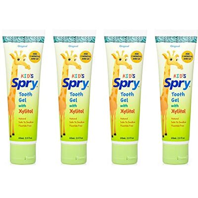 Spry Dentifrice Naturel au Xylitol pour Enfants dès 3 Mois – Gel Dentifrice Doux Sans Fluor, Goût Agréable, Soutient le Développement des Dents en Formation, Original 2 Fl Oz (Pack of 4) Spry Dentifrice Naturel au Xylitol pour Enfants dès 3 Mois – Gel Dentifrice Doux Sans Fluor, Goût Agréable, Soutient le Développement des Dents en Formation, Original 2 Fl Oz (Pack of 4)