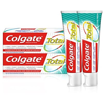 Colgate Total Plus Dentifrice Fraîcheur saine 2 x 75 ml – Nettoyage des dents pour une bouche saine et 12 heures de protection proactive* – Nettoie les dents, les gencives, les joues et la langue Colgate Total Plus Dentifrice Fraîcheur saine 2 x 75 ml – Nettoyage des dents pour une bouche saine et 12 heures de protection proactive* – Nettoie les dents, les gencives, les joues et la langue