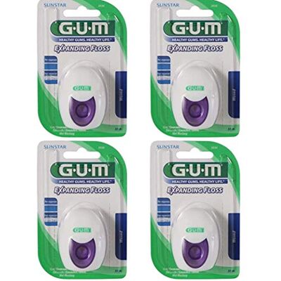 GUM Expanding Floss Zahnseide leicht gewachst, 4x 30 Meter (120 Meter), Flausch-Zahnseide von Sunstar GUM Expanding Floss Zahnseide leicht gewachst, 4x 30 Meter (120 Meter), Flausch-Zahnseide von Sunstar