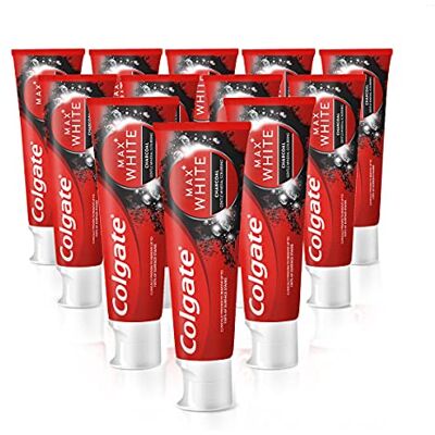 Colgate Dentifrice Max White Charcoal 12 x 75 ml – Dentifrice au charbon actif, élimine jusqu'à 100% des taches superficielles Colgate Dentifrice Max White Charcoal 12 x 75 ml – Dentifrice au charbon actif, élimine jusqu'à 100% des taches superficielles