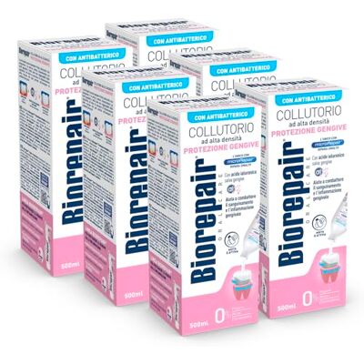 Biorepair , Rince-bouche à haute densité, protection des gencives, avec acide hyaluronique et zinc antibactérien, aide à lutter contre la paradontite, sans fluor, alcool et chlorhexidine, 500 ml Biorepair , Rince-bouche à haute densité, protection des gencives, avec acide hyaluronique et zinc antibactérien, aide à lutter contre la paradontite, sans fluor, alcool et chlorhexidine, 500 ml