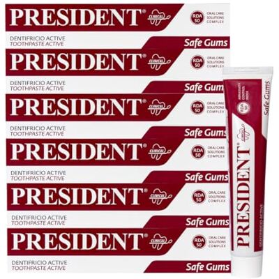 President KIT 6 DENTIFRICE ACTIVE D'activité gingivale. Pour gencives irritées, enflammées et parodontites Action désinfectante astringente. RDA 50. 6 x 75 ml President KIT 6 DENTIFRICE ACTIVE D'activité gingivale. Pour gencives irritées, enflammées et parodontites Action désinfectante astringente. RDA 50. 6 x 75 ml