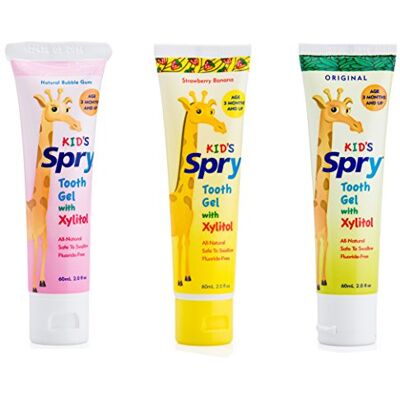 Spry Dentifrice Naturel au Xylitol pour Enfants dès 3 Mois – Gel Dentifrice Doux Sans Fluor, Soutient le Développement des Dents, Strawberry Banana, Bubblegum, Original, 2 Fl Oz (Pack of 3) Spry Dentifrice Naturel au Xylitol pour Enfants dès 3 Mois – Gel Dentifrice Doux Sans Fluor, Soutient le Développement des Dents, Strawberry Banana, Bubblegum, Original, 2 Fl Oz (Pack of 3)