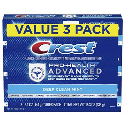 Crest Pro Health Advanced Deep Clean Zahnpasta, Minze, 432 g, 3er-Pack Crest Pro Health Advanced Deep Clean Zahnpasta, Minze, 432 g, 3er-Pack