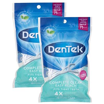DenTek Lot de 2 médiators complets pour fil dentaire 75 par paquet Facile à atteindre DenTek Lot de 2 médiators complets pour fil dentaire 75 par paquet Facile à atteindre