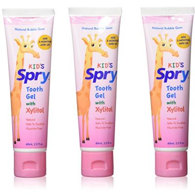 Spry Dentifrice Naturel au Xylitol pour Enfants dès 3 Mois – Gel Dentifrice Doux Sans Fluor, Goût Agréable, Soutient le Développement des Dents en Formation, Bubble Gum 2 Fl Oz (Pack of 3) Spry Dentifrice Naturel au Xylitol pour Enfants dès 3 Mois – Gel Dentifrice Doux Sans Fluor, Goût Agréable, Soutient le Développement des Dents en Formation, Bubble Gum 2 Fl Oz (Pack of 3)