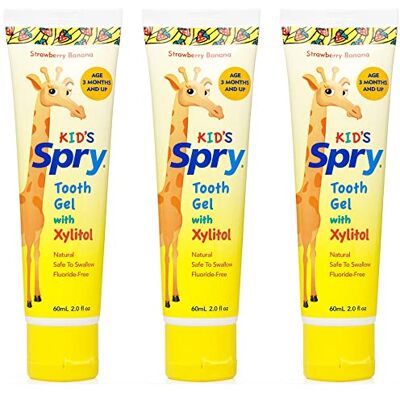 Spry Dentifrice Naturel au Xylitol pour Enfants dès 3 Mois – Gel Dentifrice Doux Sans Fluor, Goût Agréable, Soutient le Développement des Dents en Formation, Strawberry Banana 2 Fl Oz (Pack of 3) Spry Dentifrice Naturel au Xylitol pour Enfants dès 3 Mois – Gel Dentifrice Doux Sans Fluor, Goût Agréable, Soutient le Développement des Dents en Formation, Strawberry Banana 2 Fl Oz (Pack of 3)