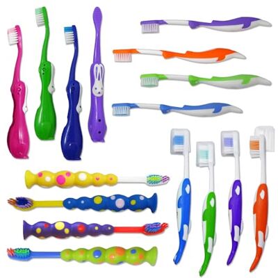 Dental Aesthetics Lot de 16 brosses à dents pour enfants Brosses manuelles pour enfants (mixtes) Multicolore Dental Aesthetics Lot de 16 brosses à dents pour enfants Brosses manuelles pour enfants (mixtes) Multicolore
