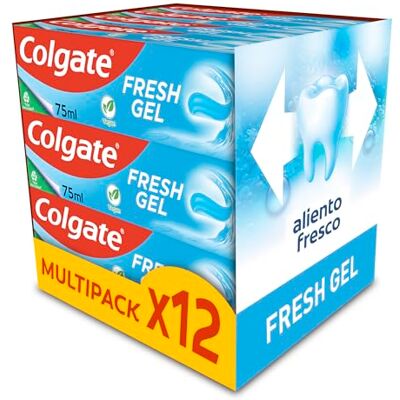 Colgate Fresh Gel Dentifrice avec fluor, lot de 12 unités x 75 ml, denifique avec protection contre les caries, émail sain et fort, haleine fraîche, usage quotidien, goût de menthe rafraîchissante Colgate Fresh Gel Dentifrice avec fluor, lot de 12 unités x 75 ml, denifique avec protection contre les caries, émail sain et fort, haleine fraîche, usage quotidien, goût de menthe rafraîchissante
