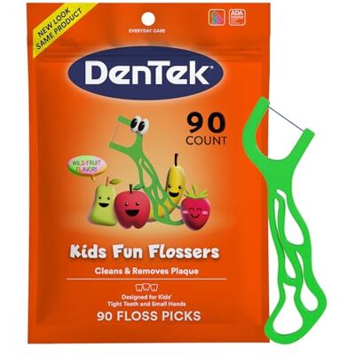 DenTek Kids Fun Flossers, fruits sauvages, 90 pièces DenTek Kids Fun Flossers, fruits sauvages, 90 pièces