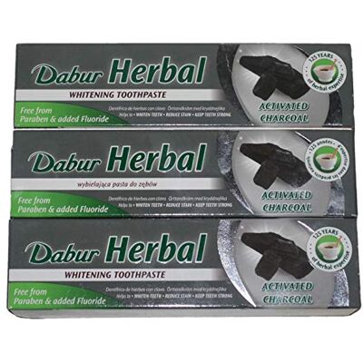 Dabur Herbal Lot de 3 dentifrice à charbon actif 100 ml Dabur Herbal Lot de 3 dentifrice à charbon actif 100 ml