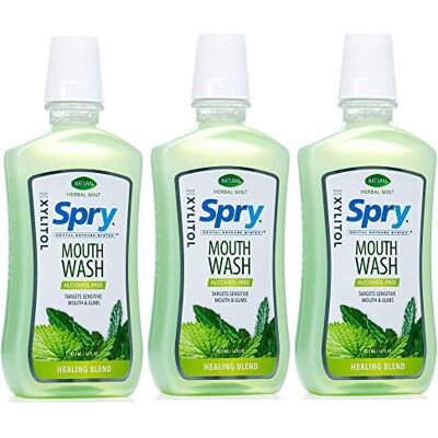 Spry Bain de Bouche Naturel au Xylitol Sans Fluor avec Soutien de l’Émail – Sans Alcool, Doux, Non-OGM, Saveur Menthe aux Plantes 16 fl oz (Pack of 3) Spry Bain de Bouche Naturel au Xylitol Sans Fluor avec Soutien de l’Émail – Sans Alcool, Doux, Non-OGM, Saveur Menthe aux Plantes 16 fl oz (Pack of 3)