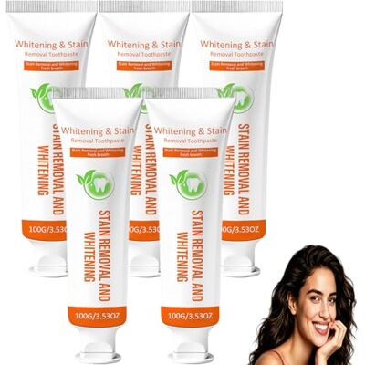 WRJFD Dentifrice blanchissant les dents, kit de blanchiment des dents, dentifrice blanchissant à la niacinamide, vernis à dents, correcteur de couleur pour l'élimination des taches dentaires (5pcs) WRJFD Dentifrice blanchissant les dents, kit de blanchiment des dents, dentifrice blanchissant à la niacinamide, vernis à dents, correcteur de couleur pour l'élimination des taches dentaires (5pcs)