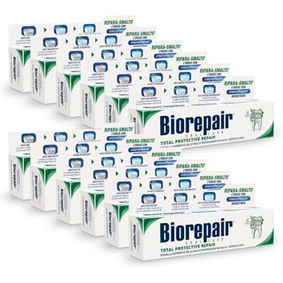 Biorepair , Total Protective Repair Lot de 12 boîtes de dentifrice de 60 ml, répare l'émail, protège de la plaque, du tartre et des caries, répare l'émail, garde l'haleine fraîche, dentifrice sans Biorepair , Total Protective Repair Lot de 12 boîtes de dentifrice de 60 ml, répare l'émail, protège de la plaque, du tartre et des caries, répare l'émail, garde l'haleine fraîche, dentifrice sans