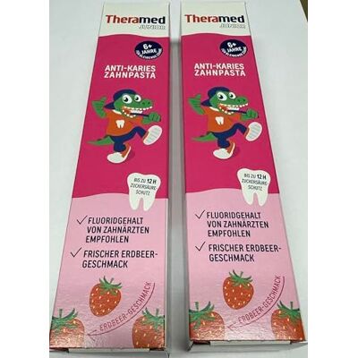 Theramed Junior Lot de 2 dentifrices anti-caries pour enfants à partir de 6 ans 75 ml Theramed Junior Lot de 2 dentifrices anti-caries pour enfants à partir de 6 ans 75 ml