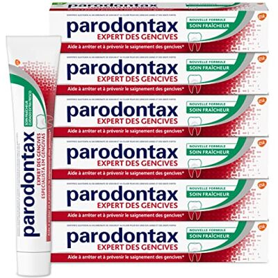 Parodontax Dentifrice Soin Fraîcheur, Lot de 6 x 75 ml Aide à Améliorer la Santé des Gencives & à Restaurer la Blancheur des Dents Agit Contre la Plaque Dentaire Parodontax Dentifrice Soin Fraîcheur, Lot de 6 x 75 ml Aide à Améliorer la Santé des Gencives & à Restaurer la Blancheur des Dents Agit Contre la Plaque Dentaire